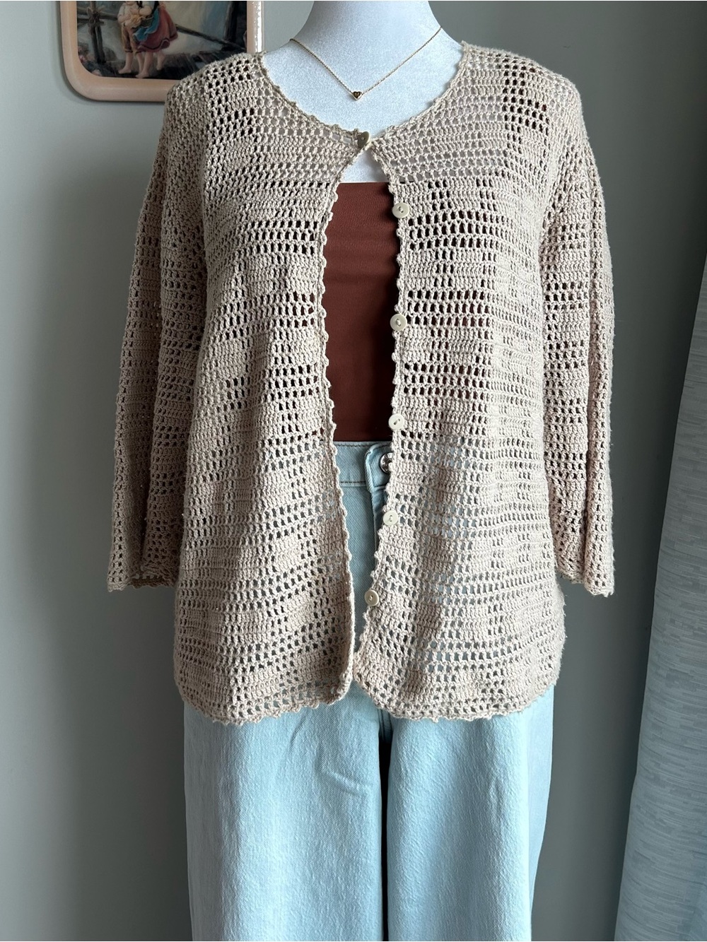 Y2K Northern Reflections Tan Knit Cardigan